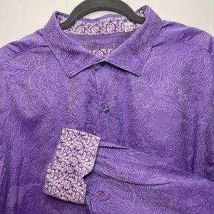 Robert Graham Purple Rosendale Skulls Button Down Men Size 3XLT